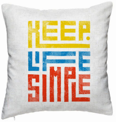 Perna Decorativa Model Keep Life Simple 40x40 cm Alb Murdar Husa Detasabila Burduf 
