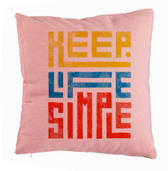 Perna Decorativa Model Keep Life Simple 40x40 cm Roz Husa Detasabila Burduf 