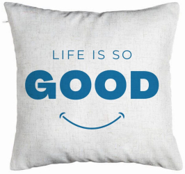 Perna Decorativa Model Life is So Good 40x40 cm Alb Murdar Husa Detasabila Burduf 