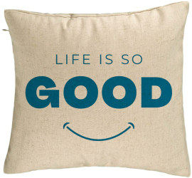 Perna Decorativa Model Life is So Good 40x40 cm Bej Husa Detasabila Burduf 