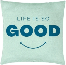 Perna Decorativa Model Life is So Good 40x40 cm Verde Menta Husa Detasabila Burduf 