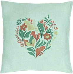 Perna Decorativa Model Love Flowers 40x40 cm Verde Menta Husa Detasabila Burduf 