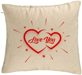 Perna Decorativa Model Love You 40x40 cm Bej Husa Detasabila Burduf 