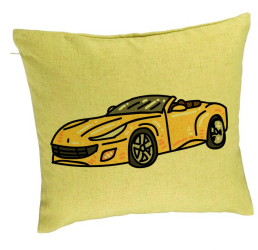 Perna Decorativa Model Masina Sport 40x40 cm Verde Husa Detasabila Burduf 
