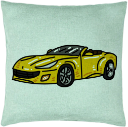 Perna Decorativa Model Masina Sport 40x40 cm Verde Menta Husa Detasabila Burduf 
