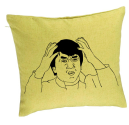 Perna Decorativa Model Meme WHAT 40x40 cm Verde Husa Detasabila Burduf 