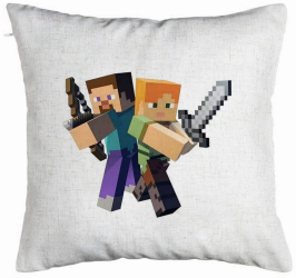 Perna Decorativa Model Minecraft 40x40 cm Alb Murdar Husa Detasabila Burduf 