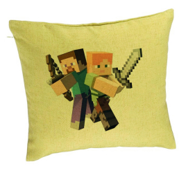 Perna Decorativa Model Minecraft 40x40 cm Verde Husa Detasabila Burduf 