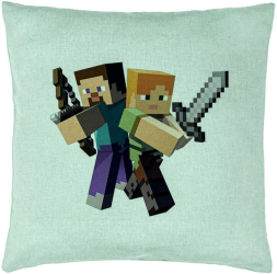 Perna Decorativa Model Minecraft 40x40 cm Verde Menta Husa Detasabila Burduf 
