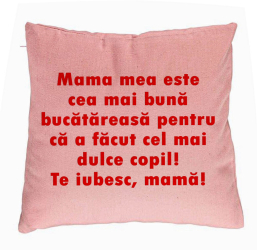 Perna Decorativa Model Model Pentru Mama Te iubesc 6 40x40 cm Roz Husa Detasabila Burduf