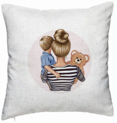 Perna Decorativa Model Mommys Boy 40x40 cm Alb Murdar Husa Detasabila Burduf 
