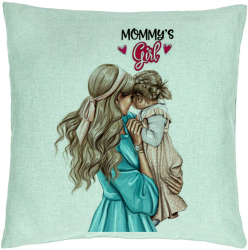 Perna Decorativa Model Mommys Girl 40x40 cm Verde Menta Husa Detasabila Burduf 