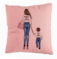 Perna Decorativa Model Mother of a Prince 40x40 cm Roz Husa Detasabila Burduf 