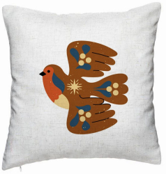 Perna Decorativa Model Pasare 40x40 cm Alb Murdar Husa Detasabila Burduf 