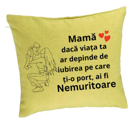 Perna Decorativa Model pentru Mama 10 40x40 cm Verde Husa Detasabila Burduf 