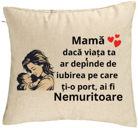 Perna Decorativa Model pentru Mama 11 40x40 cm Bej Husa Detasabila Burduf 