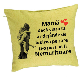 Perna Decorativa Model pentru Mama 2 40x40 cm Verde Husa Detasabila Burduf 