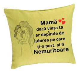 Perna Decorativa Model pentru Mama 4 40x40 cm Verde Husa Detasabila Burduf 