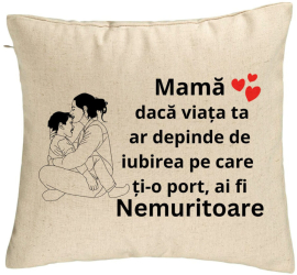 Perna Decorativa Model pentru Mama 5 40x40 cm Bej Husa Detasabila Burduf 