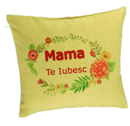Perna Decorativa Model Pentru Mama Te iubesc 2 40x40 cm Verde Husa Detasabila Burduf 