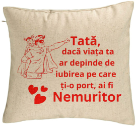 Perna Decorativa Model pentru Tata 11 40x40 cm Bej Husa Detasabila Burduf 