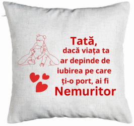 Perna Decorativa Model pentru Tata 2 40x40 cm Alb Murdar Husa Detasabila Burduf 