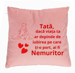 Perna Decorativa Model pentru Tata 2 40x40 cm Roz Husa Detasabila Burduf 