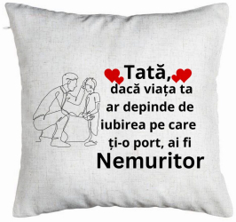 Perna Decorativa Model pentru Tata 3 40x40 cm Alb Murdar Husa Detasabila Burduf 