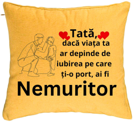 Perna Decorativa Model pentru Tata 4 40x40 cm Galben Husa Detasabila Burduf 