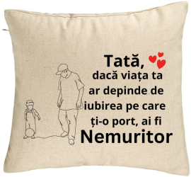 Perna Decorativa Model pentru Tata 5 40x40 cm Bej Husa Detasabila Burduf 