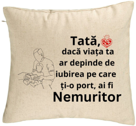 Perna Decorativa Model pentru Tata 8 40x40 cm Bej Husa Detasabila Burduf 