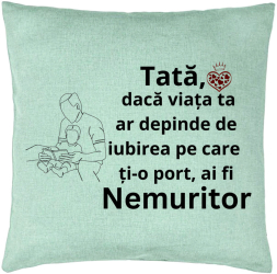 Perna Decorativa Model pentru Tata 8 40x40 cm Verde Menta Husa Detasabila Burduf 