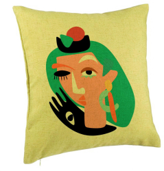 Perna Decorativa Model Picasso style 40x40 cm Verde Husa Detasabila Burduf 