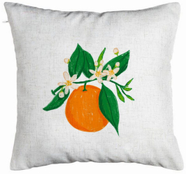 Perna Decorativa Model Portocala 40x40 cm Alb Murdar Husa Detasabila Burduf 