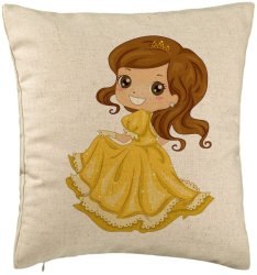 Perna Decorativa Model Printesa cu Coroana 40x40 cm Bej Husa Detasabila Burduf 