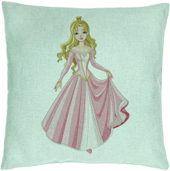 Perna Decorativa Model Printesa de Aur 40x40 cm Verde Menta Husa Detasabila Burduf 