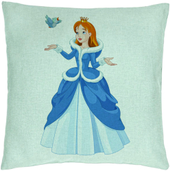 Perna Decorativa Model Printesa si Paserea 40x40 cm Verde Menta Husa Detasabila Burduf 