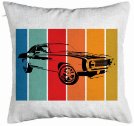 Perna Decorativa Model Retro Car 40x40 cm Alb Murdar Husa Detasabila Burduf 