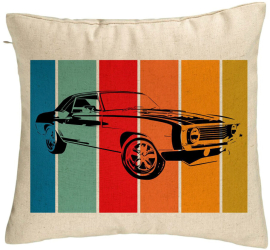 Perna Decorativa Model Retro Car 40x40 cm Bej Husa Detasabila Burduf 