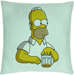 Perna Decorativa Model Simpsons Homer 40x40 cm Verde Menta Husa Detasabila Burduf 