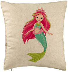 Perna Decorativa Model Sirena Verde 40x40 cm Bej Husa Detasabila Burduf 