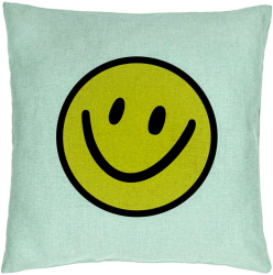 Perna Decorativa Model Smiley Face 2 40x40 cm Verde Menta Husa Detasabila Burduf 