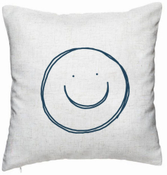 Perna Decorativa Model Smiley Face 40x40 cm Alb Murdar Husa Detasabila Burduf 