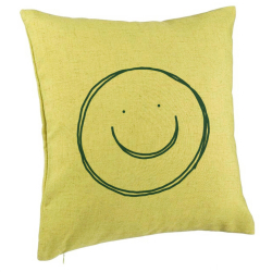 Perna Decorativa Model Smiley Face 40x40 cm Verde Husa Detasabila Burduf 