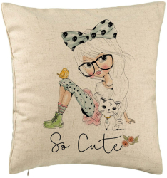 Perna Decorativa Model So Cute 40x40 cm Bej Husa Detasabila Burduf 