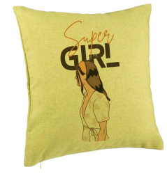 Perna Decorativa Model Super Girl 40x40 cm Verde Husa Detasabila Burduf 