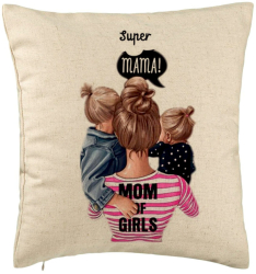 Perna Decorativa Model Super Mama 40x40 cm Bej Husa Detasabila Burduf 
