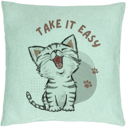 Perna Decorativa Model Take it Easy 40x40 cm Verde Menta Husa Detasabila Burduf 