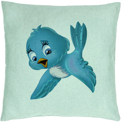Perna Decorativa Model TweetTweet 40x40 cm Verde Menta Husa Detasabila Burduf 