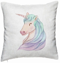 Perna Decorativa Model Unicorns 40x40 cm Alb Murdar Husa Detasabila Burduf 